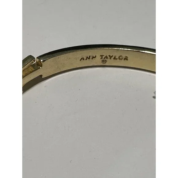 NWT Ann Taylor gold-tone hinged bangle bracelet with crystal accents - Picture 6 of 7
